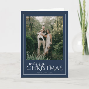 Cartes Pour Fêtes Annuelles Moderne Joyeux Noël Photo encadrée Navy