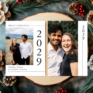 Cartes Pour Fêtes Annuelles Moderne Joyeux Noël photo noir et blanc