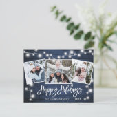 Cartes Pour Fêtes Annuelles Moderne Joyeux Noël Rustique 3 PHOTO Salutation (Debout devant)