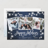 Cartes Pour Fêtes Annuelles Moderne Joyeux Noël Rustique 3 PHOTO Salutation (Devant / Derrière)