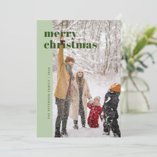 Cartes Pour Fêtes Annuelles Moderne Joyeux Noël Sage Vert Photo