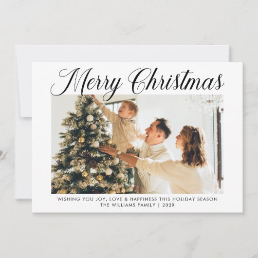 Cartes Pour Fêtes Annuelles Moderne Joyeux Noël simple Script Famille de photo (Devant)