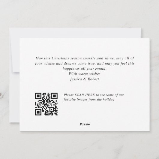 Cartes Pour Fêtes Annuelles Moderne Joyeux Noël Une PHOTO Salutation QR code (Dos)