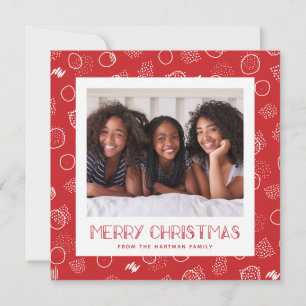 Cartes Pour Fêtes Annuelles Moderne Joyeux Rouge Carré Photo