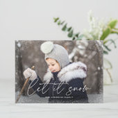 Cartes Pour Fêtes Annuelles Moderne Laisser neiger Script photo (Debout devant)