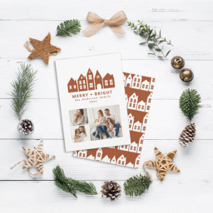 Cartes Pour Fêtes Annuelles Moderne minima de Noël en terre cuite maisons 3 ph