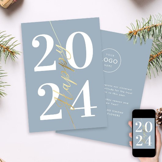 Cartes Pour Fêtes Annuelles Moderne minimal Blush Or Bonne année d'affaires