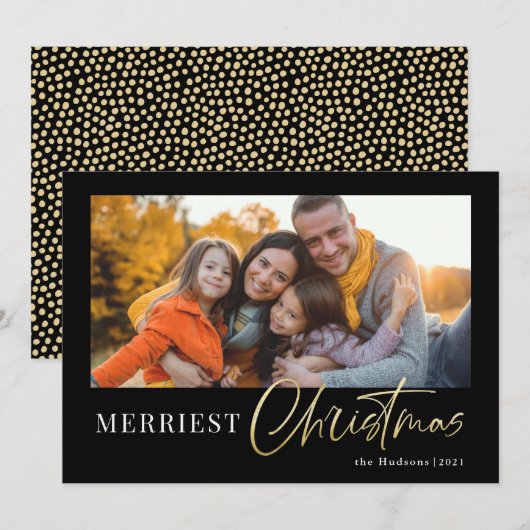 Cartes Pour Fêtes Annuelles Moderne minimal Gold Script Calligraphie photo Vac (Devant / Derrière)