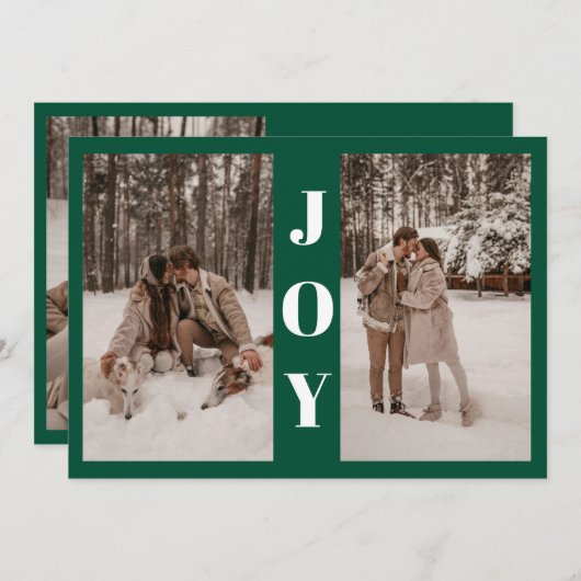 Cartes Pour Fêtes Annuelles Moderne minimal Joie Noël Vert 3 Photo (Devant / Derrière)