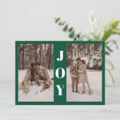 Cartes Pour Fêtes Annuelles Moderne minimal Joie Noël Vert 3 Photo (Debout devant)
