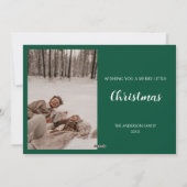 Cartes Pour Fêtes Annuelles Moderne minimal Joie Noël Vert 3 Photo (Dos)