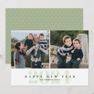 Cartes Pour Fêtes Annuelles Moderne minimal vert 2 photo Bonne année
