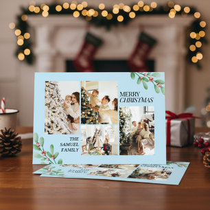 Cartes Pour Fêtes Annuelles Moderne minimaliste 4 photo Noël Écriture Élégante