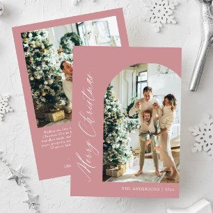 Cartes Pour Fêtes Annuelles Moderne Minimaliste Arche Rose Photo Joyeux Noël