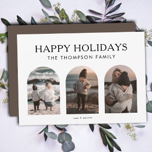 Cartes Pour Fêtes Annuelles Moderne minimaliste Customisé trois photos Noël