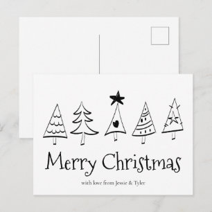 Cartes Pour Fêtes Annuelles Moderne Minimaliste Joyeux Noël Noir & Blanc