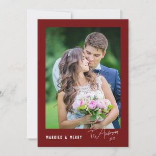 Cartes Pour Fêtes Annuelles Moderne Minimaliste Mariés & Joyeux Jeunes Mariés