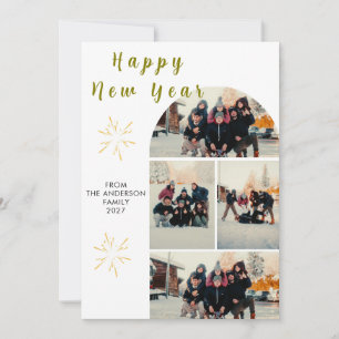 Cartes Pour Fêtes Annuelles Moderne Minimaliste Multi Photo Arche Bonne Année