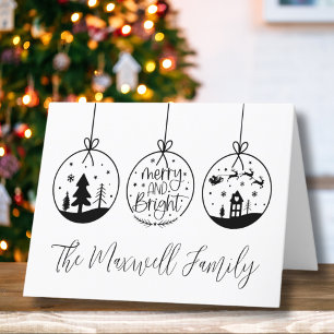 Cartes Pour Fêtes Annuelles Moderne Minimaliste Noël Joyeux Noir Blanc