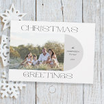 Cartes Pour Fêtes Annuelles Moderne minimaliste Noël Salutations Arch Photo<br><div class="desc">Modèle photo de style épuré moderne minimaliste avec élégante typographie des voeux de Noël en modèle d'arc gris horizontal avec des champs de texte modifiables.</div>