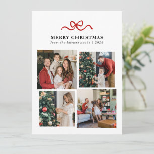 Cartes Pour Fêtes Annuelles Moderne Minimaliste Ruban Rouge Noël 4 Photo