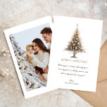 Cartes Pour Fêtes Annuelles Moderne minimaliste tendance Joyeux Noël photo<br><div class="desc">Elégante carte d'arbre de Noël enneigée...  Photo à l'arrière</div>
