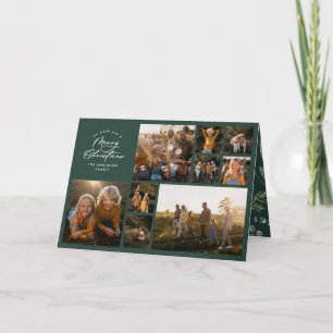 Cartes Pour Fêtes Annuelles Moderne minimaliste vert 11 photo famille botaniqu