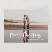 Cartes Pour Fêtes Annuelles Moderne minimum 1 photo écriture verte Noël Holi (Devant)