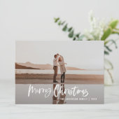 Cartes Pour Fêtes Annuelles Moderne minimum 1 photo écriture verte Noël Holi (Debout devant)