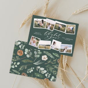 Cartes Pour Fêtes Annuelles Moderne minimum 8 photo nouvelle année verte famil