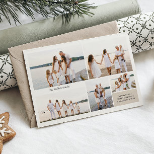 Cartes Pour Fêtes Annuelles Moderne Neutre 5 Photo Élégant Double Côté