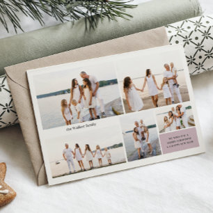 Cartes Pour Fêtes Annuelles Moderne Neutre 5 Photo Élégant Double Côté