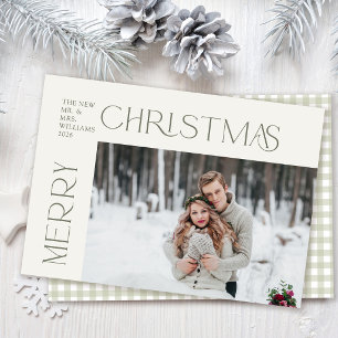 Cartes Pour Fêtes Annuelles Moderne Noël de jeune mariée Vert Sauge Héritage