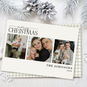Cartes Pour Fêtes Annuelles Moderne Noël Gingham Vert Sauge Héritage