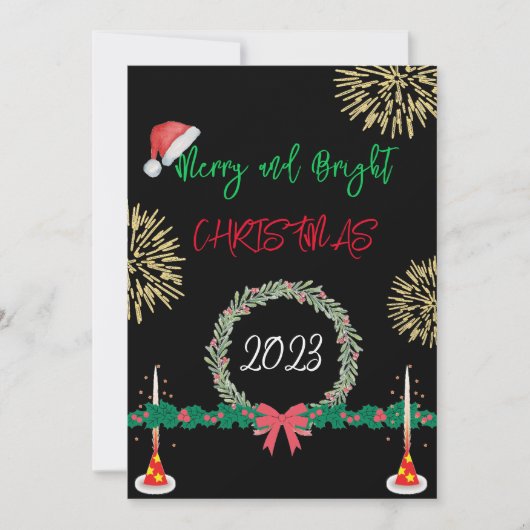 Cartes Pour Fêtes Annuelles Moderne Noël Joyeux et Lumineux 2023 amusant (Devant)