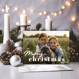 Cartes Pour Fêtes Annuelles Moderne Noël le Plus Joyeux Minimal 1 Photo Élégan