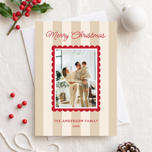 Cartes Pour Fêtes Annuelles Moderne Noël photo bandes beige