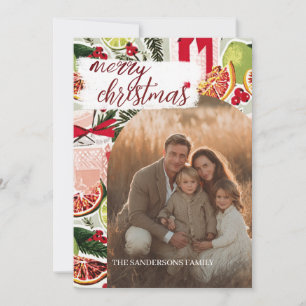 Cartes Pour Fêtes Annuelles Moderne Noël Photo de style milieu de siècle