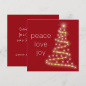 Cartes Pour Fêtes Annuelles Moderne Peace Love Joy Red Gold (Devant / Derrière)