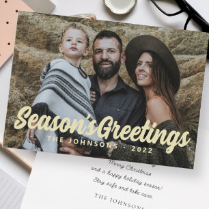 Cartes Pour Fêtes Annuelles Moderne photo de famille avec un simple script cur
