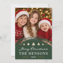 Moderne Photo de Famille Complet pour Noël en Vert