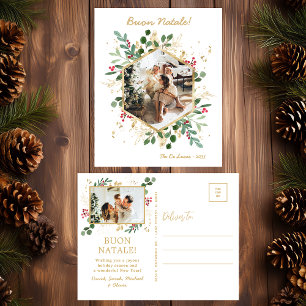 Cartes Pour Fêtes Annuelles Moderne Photo de Feuillage Botanique Buon Natale