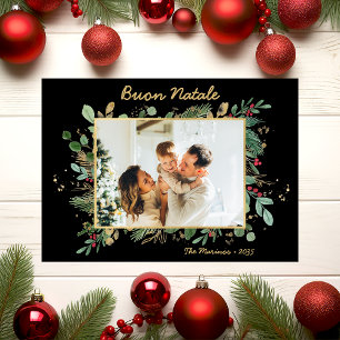 Cartes Pour Fêtes Annuelles Moderne Photo de Feuillage Botanique Buon Natale