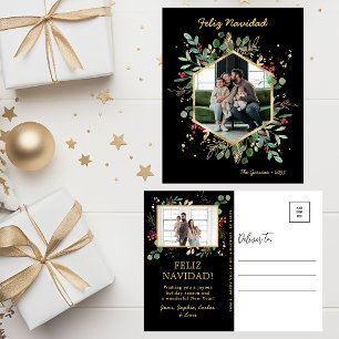 Cartes Pour Fêtes Annuelles Moderne Photo de Feuillage Botanique Feliz Navidad