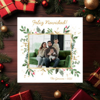 Moderne Photo de Feuillage Botanique Feliz Navidad