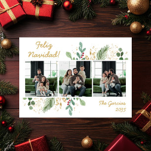 Cartes Pour Fêtes Annuelles Moderne Photo de Feuillage Botanique Feliz Navidad