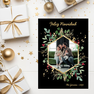 Cartes Pour Fêtes Annuelles Moderne Photo de Feuillage Botanique Feliz Navidad