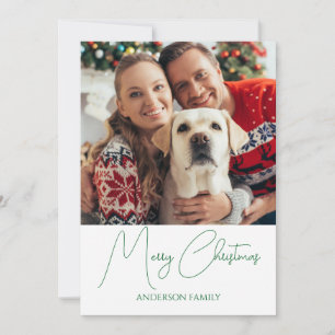 Cartes Pour Fêtes Annuelles Moderne Photo de Joyeux Noël avec écriture verte