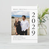 Cartes Pour Fêtes Annuelles Moderne Photo de Noël en Noir et Blanc Joyeux Noël (Debout devant)