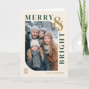 Cartes Pour Fêtes Annuelles Moderne Photo de Noël Merry and Bright - Crème